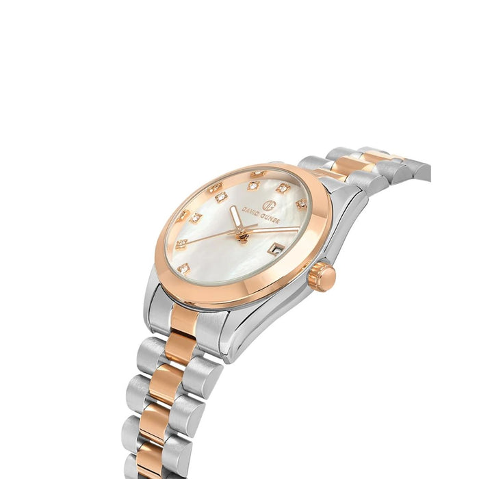 David Guner Two-Tone Rose Gold & Silver Women's Watch with Mother-of-Pearl Dial