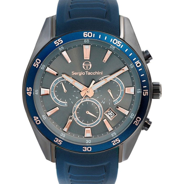 Sergio Tacchini Chronograph Watch – Blue Dial & Silicone Strap