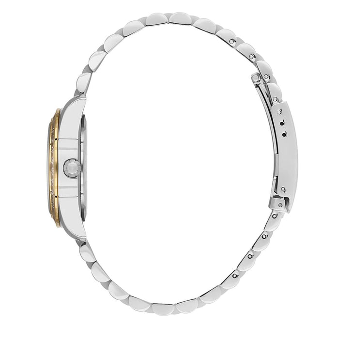 Freelook Two-Tone Gold & Silver Women's Watch with Brown Dial and Crystal Bezel