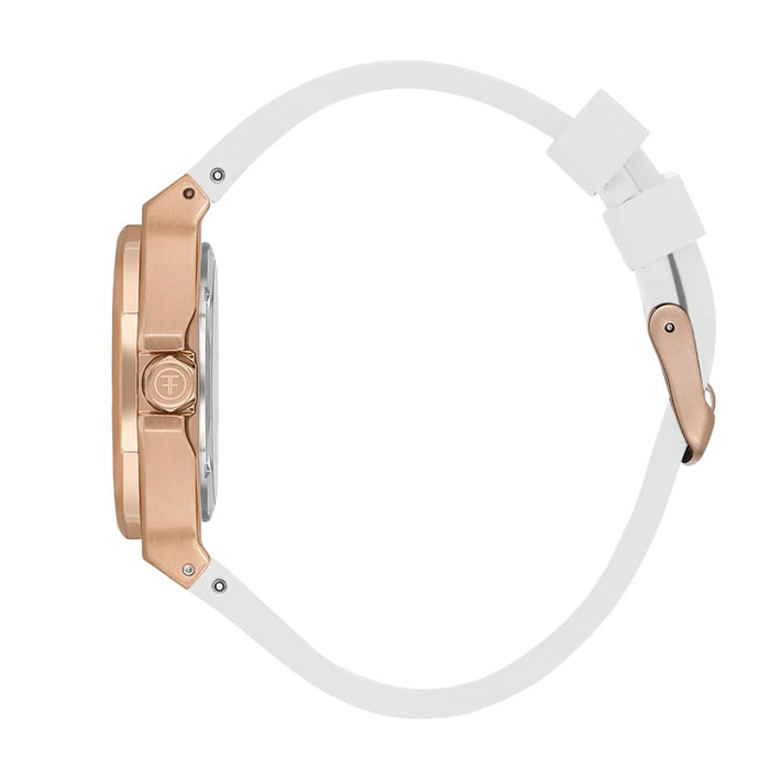 Freelook Rose Gold Watch – Crystal Bezel with White Silicone Strap