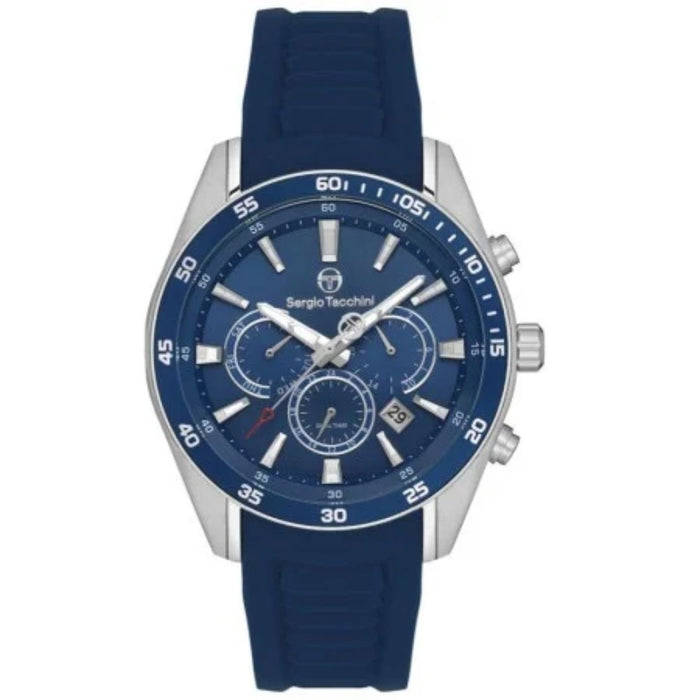 Sergio Tacchini Chronograph Watch – Blue Dial with Blue Silicone Strap