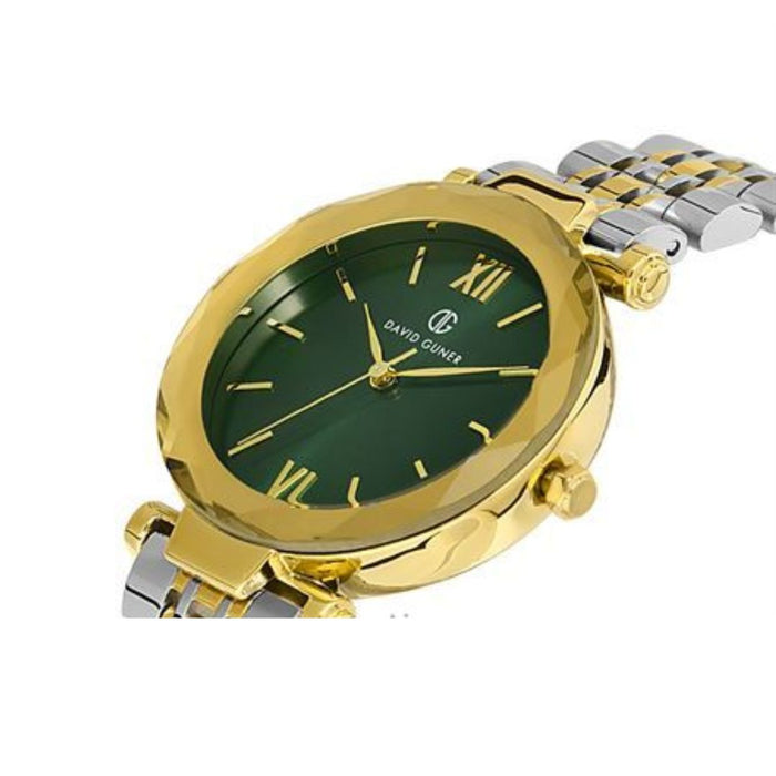 David Guner Emerald Green Dial Women's Watch – Gold & Silver Two-Tone