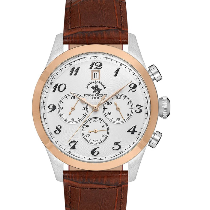 Santa Barbara Polo & Racquet Club Men's Chronograph Watch – Rose Gold & Brown Leather